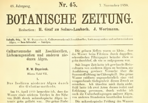 圖3.一百多年前的文獻(xiàn)，Beijerinck發(fā)現(xiàn)小球藻的論著。